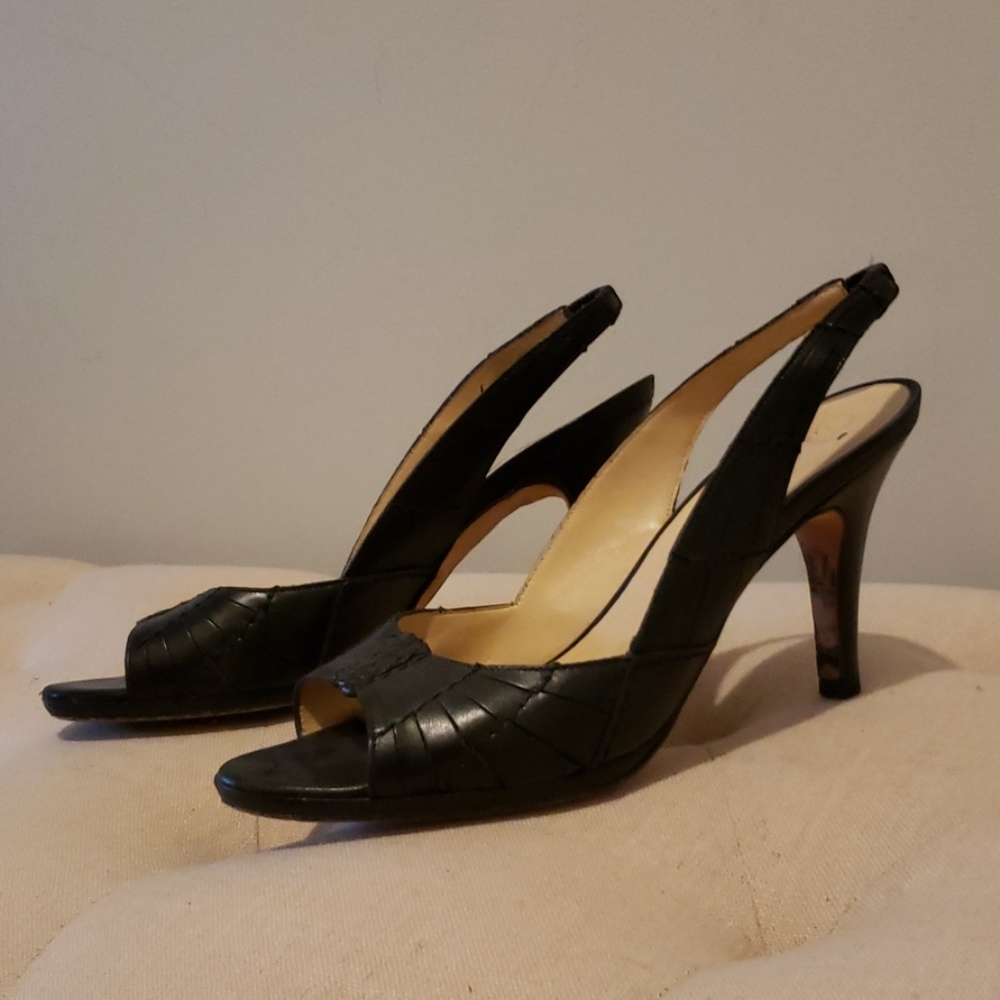 Cole Haan Black Leather Slingbacks Size 9